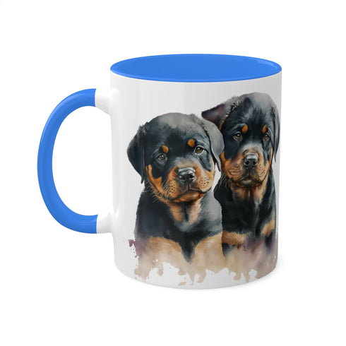 Rottweiler Pupies - Color Accent Mugs, 11oz 11oz Cambridge Blue
